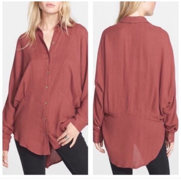 Free People Herringbone True Affection Rose Blush Long Sleeve Boho Western XS - Picture 1 of 11